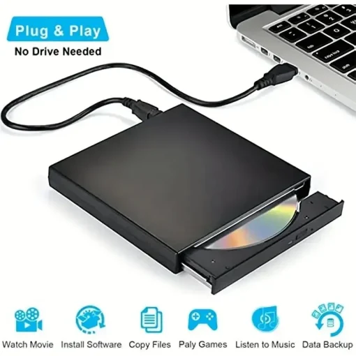 כונן חיצוני דק של CD DVD עם USB 2.0