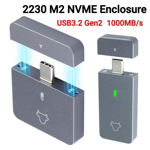 מארז SSD NVMe M.2 2230 מתאם USB C מתאם חיצוני 10 ג'יגה-סיביות לשנייה USB3.2 Gen2 לחיצוני