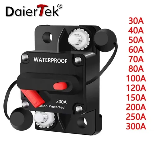 מגן זרם DaierTek 12V 30A-300A אטום מים עם איפוס ידני