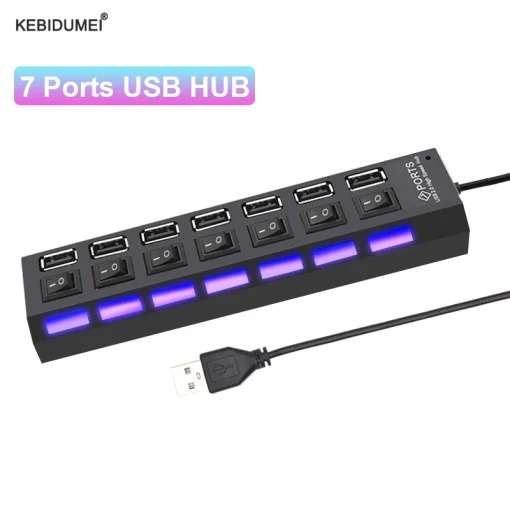 מתאם USB HUB USB Switch 2.0, ריבוי 7 יציאות