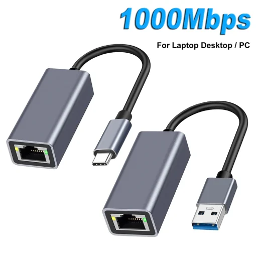 מתאם אתרנט מסוג C ל-USB 1000Mbps