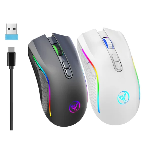 עכבר גיימינג אלחוטי נטען RGB ארגונומי 2.4G