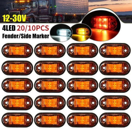 פנסי סמן צד 12V-24V עם 4 נוריות LED