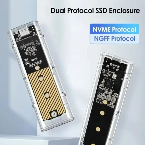 קופסת SSD M.2 NVME PCIe NGFF SATA Dual Protocol שקופה