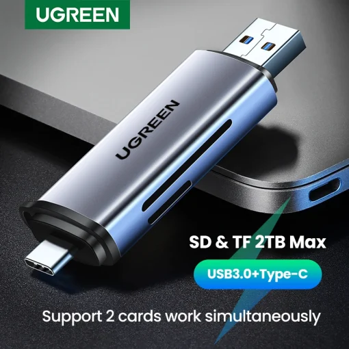 קורא כרטיסים UGREEN USB3.0 ו-USB C ל-SD MicroSD TF