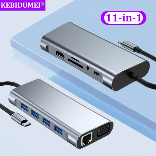 תחנות עגינה USB C 11 ב-1 מתאם USB C לטייפ C מתאם HDMI ספליטר USB 3.0 לנייד Macbook PC אביזרים