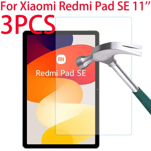 3 יח' מגן מסך זכוכית מחוסמת ל-Xiaomi Redmi Pad SE 11 אינץ' 2023