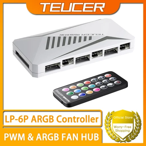 TEUCER LP-6P ARGB בקר חלוקת רב נתיבים 3pin ו-4pin לחיבור 1 עד 6 מאווררי מארז