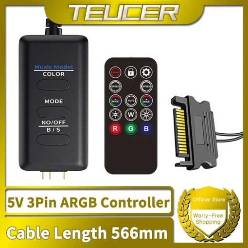 TEUCER כבל הרחבת ממשק SATA לבקר האור LC-S50R ARGB 5V 3PIN של מחשב