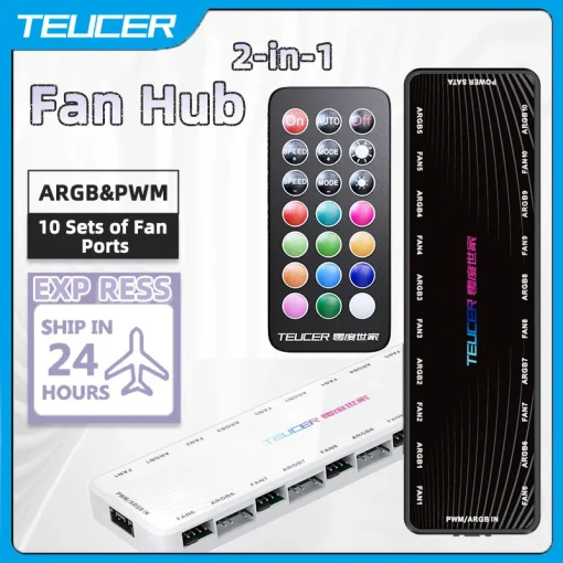 בקר ARGB TEUCER ל-1 עד 10 מאווררי קירור PWM 4פינים