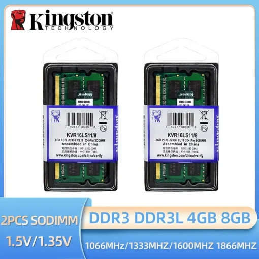 זיכרון RAM של Kingston למחשב נייד (2 חלקים) DDR3LDDR3 84GB 1.3331.61.866MHz