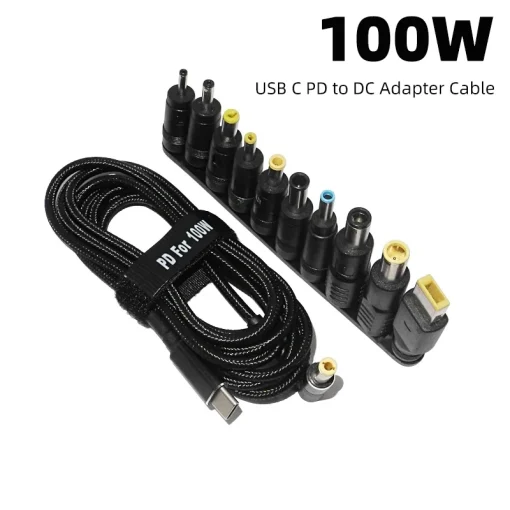 כבל טעינה מהיר תואם כללי מתאם USB Type C ל-DC 100W