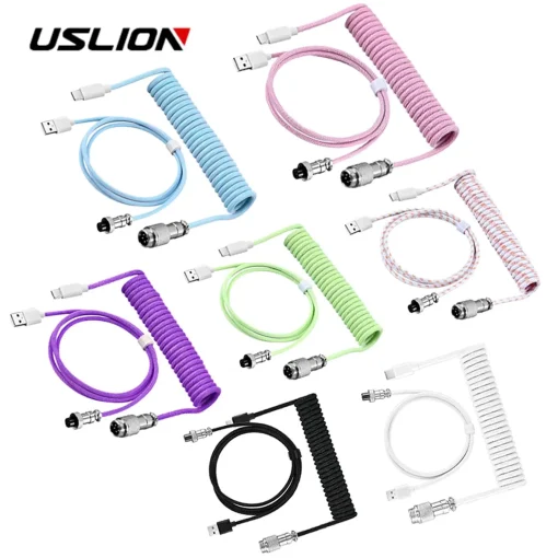 כבל מכני מגולגל USLION למקלדת מכנית סוג USB C מחבר תעופה למחשב שולחני