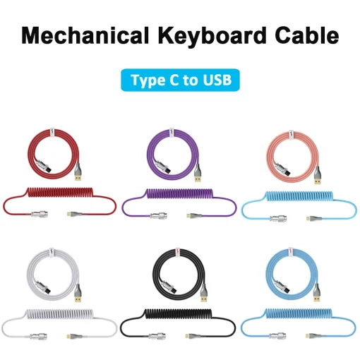 כבל מקולען למקלדת מכנית כבל חיבור מסוג USB Type-C למחבר USB לכבל פנימי