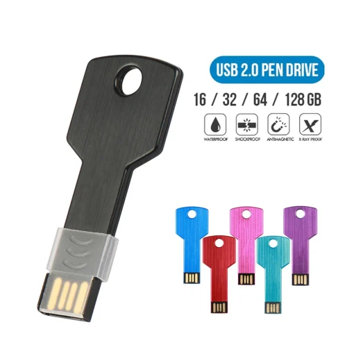 כונן הבזק USB בצורת מפתח מתכת 64GB שחור