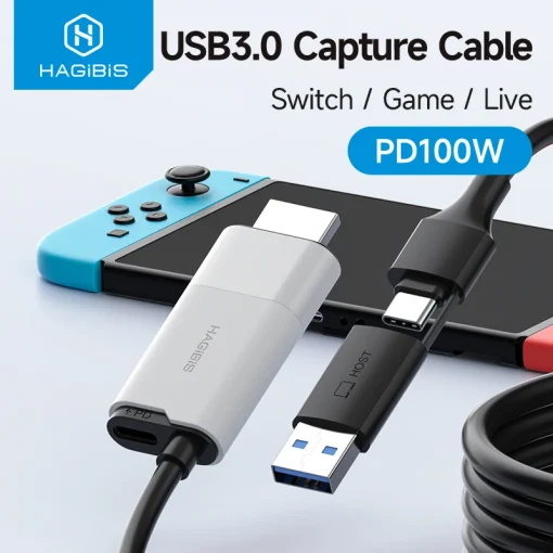 כרטיס לכידת וידאו Hagibis עם USB 3.0 מ-HDMI ל-USB-AType-C