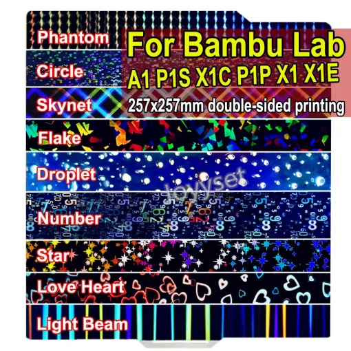 לוחית הדפסה ל-Bambulab Bamboo A1 P1S X1 פחמן גיליון PEI פאו PET הדפסת צד כפול פלדה קפיצית P1P X1E