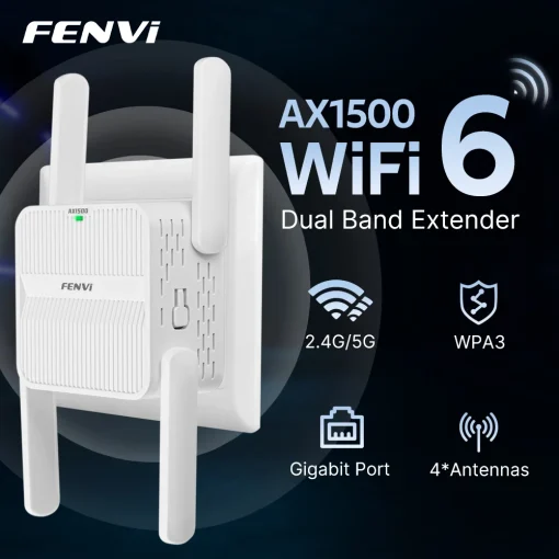 מגביר WiFi 6 דו רצועתי של FENVI AX1500 ב-5 גיגה-הרץ