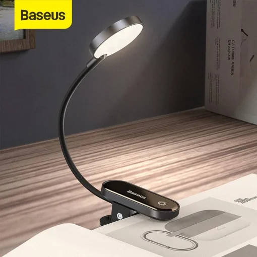 מנורת שולחן LED מבית Baseus, מתקליפה, אור לילה מואר