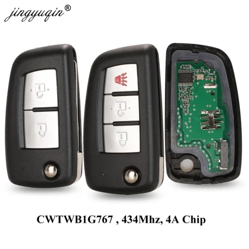 מפתח רחוק עם מתקפל 23 כפתורים jingyuqin 433MHz 4A PCF7952E לניסאן