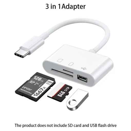 מתאם 3 ב-1 סוג-C כרטיס זיכרון SD TF קורא OTG USB C USB2.0