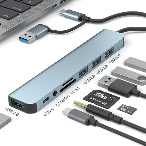 מתאם USB C 8 ב-1 להרחבת USB 3