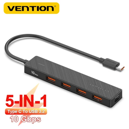 מתאם USB Vention 4 יציאות 10Gbps סוג C ל-USB-C 3.2 Gen