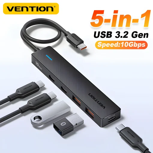 מתאם USB מרובה יציאות 5 ב-1 של Vention USB 3.2 HUB