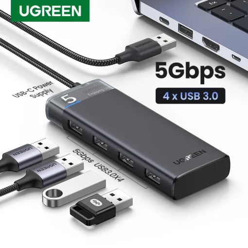 מתאם כבל מתפצל למספר כניסות USB עם ארבע יציאות USB C ל-USB 3.0 של UGREEN