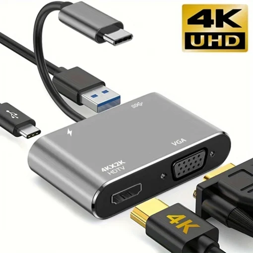 מתאם רכזת רב יציאות 4 ב-1 לטעינת USB 3.0