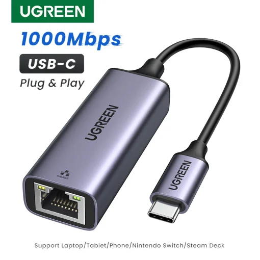 מתאם רשת UGREEN USB C רשת Ethernet