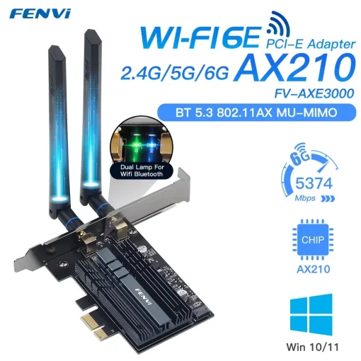 מתאם רשת אלחוטי Fenvi 5374Mbps WiFi 6E