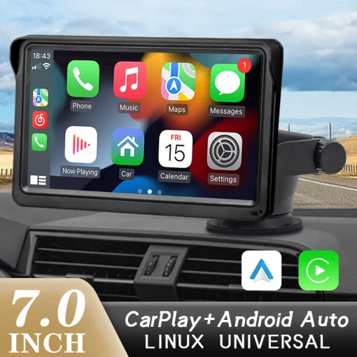 נגן מולטימדיה ורדיו לרכב CarPlay Android Auto 7 אינץ'