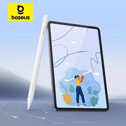 עט סטיילוס לייט מבית Baseus עם LED עבור Apple Pencil iPad עם דחיית כף יד ועיצוב מגנטי, עט מגע עבור טאבלט עבור iPad Pro 2018-2023