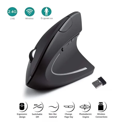 עכבר ארגונומי אלחוטי אופטי 2.4GHz Vertical Mouse