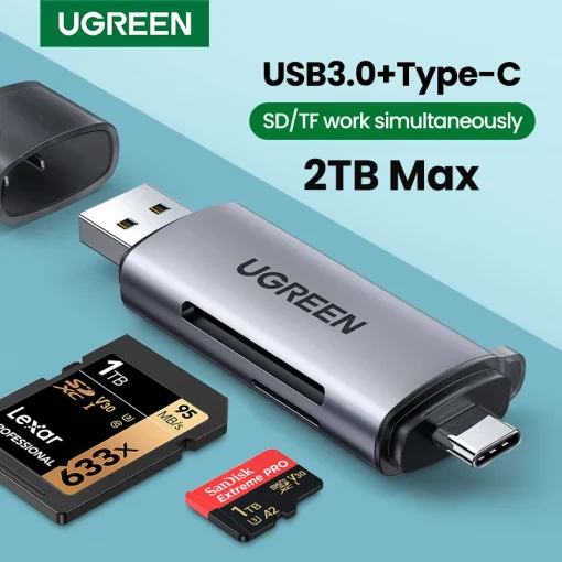 קורא כרטיסי זיכרון UGREEN USB3.0 USB C