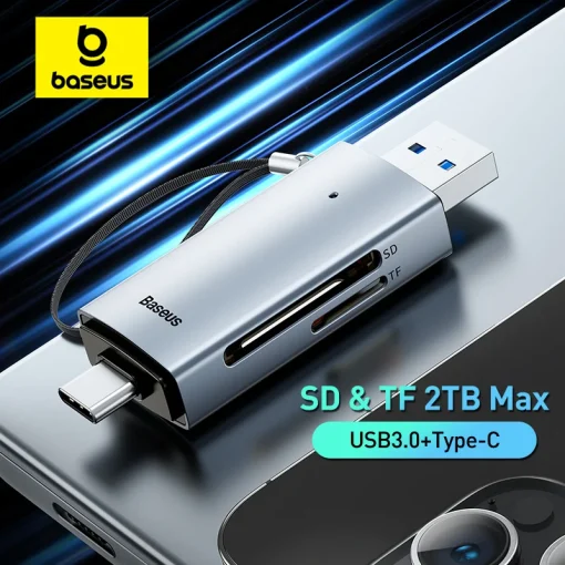 קורא כרטיסים Baseus USB C & USB3.0 ל-SD, Micro SD, TF