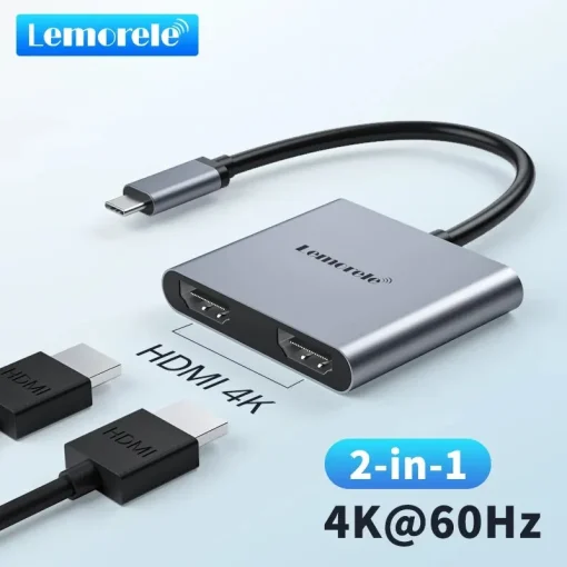 רכזת Lemorele 2 USB-C ל-HDMI כפול