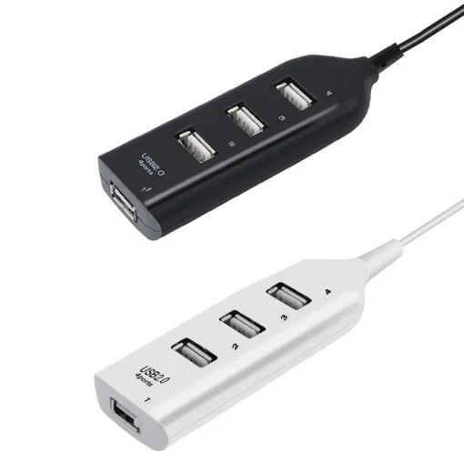 רכזת USB 2.0 מהירה בת 4 יציאות עם כבל