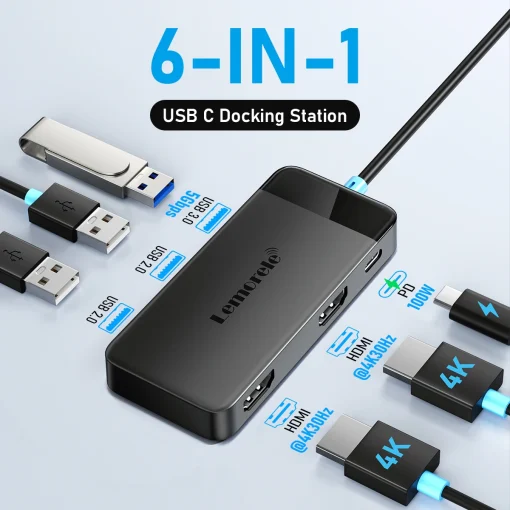 תחנת עגינה Lemorele TC122 USB C HUB HDMI כפול