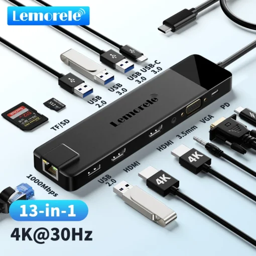 תחנת עגינה חיבור USB C של Lemorele TC100